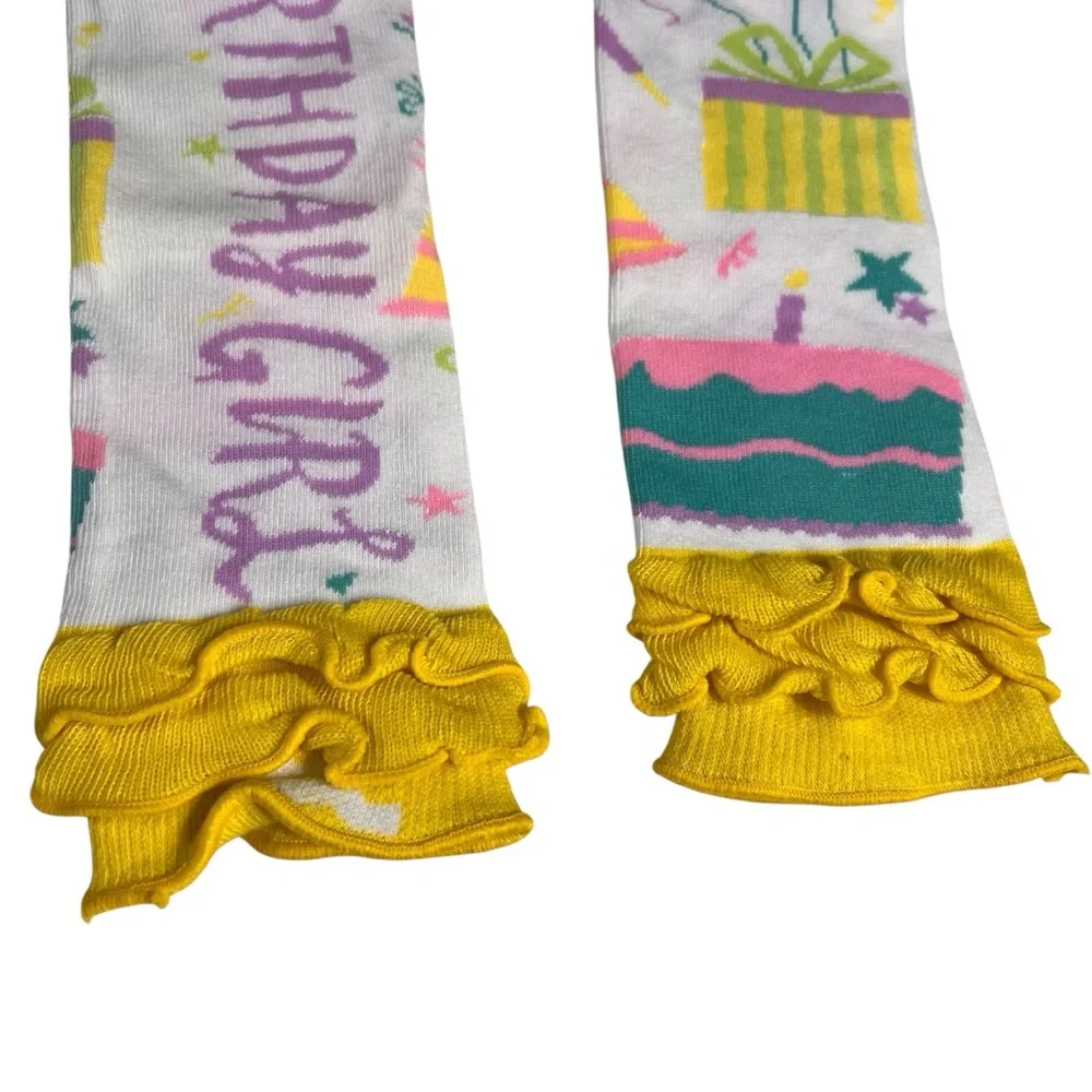 Baby Birthday Girl Leg Warmers Jambieres One Size Cake Ruffled